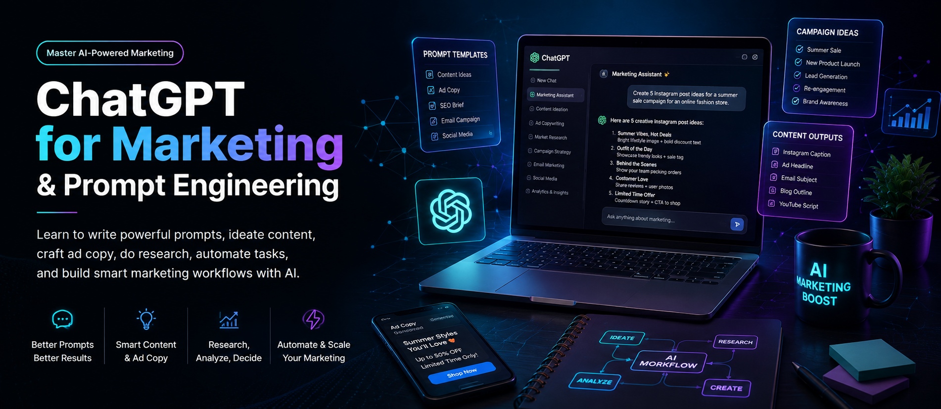 ChatGPT for Marketing And Prompt Engineering course banner