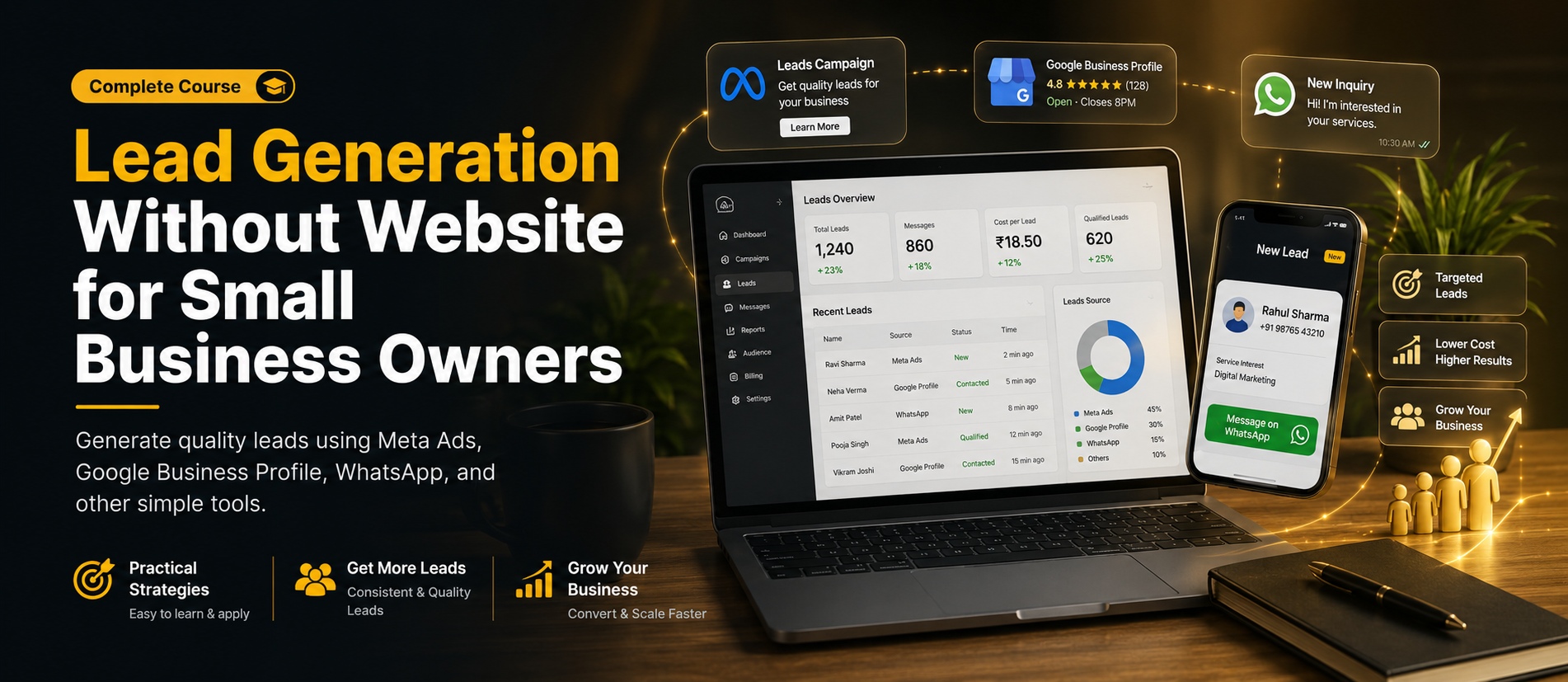 Lead Gen without Website for Small Business Owners course banner